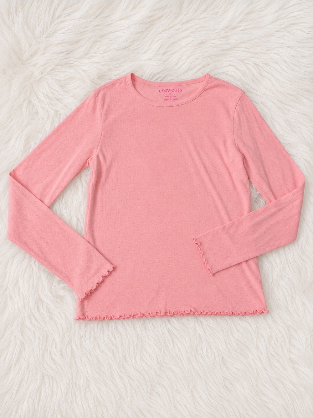 Crewcuts Soft Pink Ruffle-Edge Long Sleeve Top